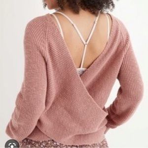 Aerie Mauve Cross Back Sweater